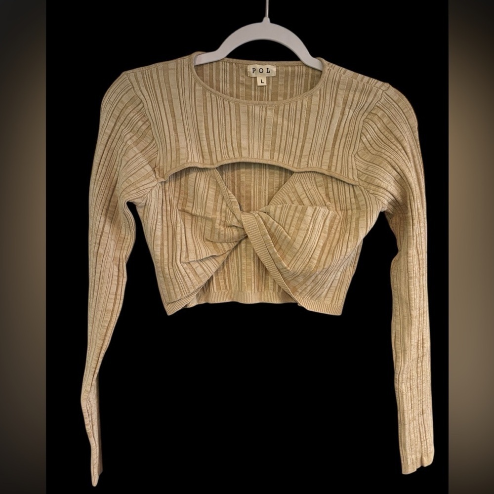 POL Ribbed Criss Cross Long sleeve Crop Top